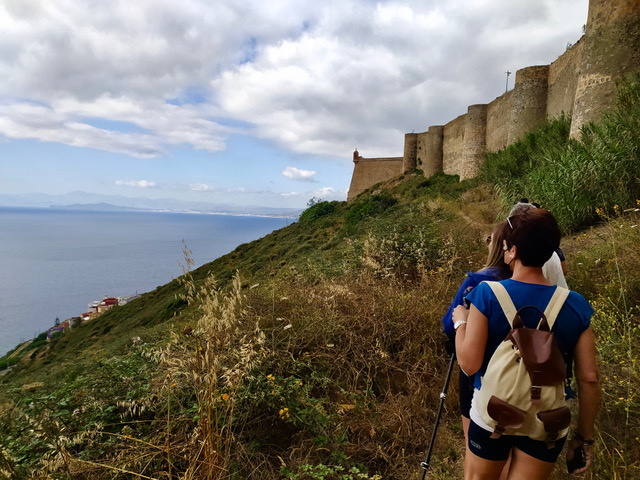 Fortress wall with old photograph from Ceuta. Photo © Karethe Linaae